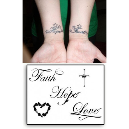 Tatouages Temporaires Faith Hope Love