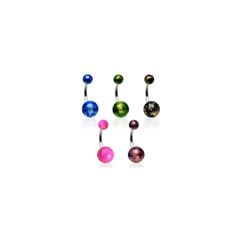 Piercing nombril en acier chirurgical bille acrylique galaxy rouge pas cher