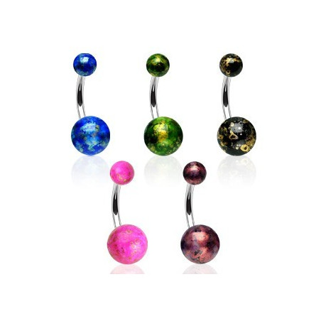 Piercing nombril en acier chirurgical bille acrylique galaxy rouge pas cher