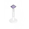 piercing labret bioflex teflon avec cristal de 3mm couleur violet carré