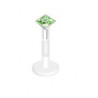 piercing labret bioflex teflon avec cristal de 2mm couleur vert carré