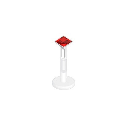 piercing labret bioflex teflon avec cristal de 3 mm couleur rouge carré