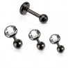 Piercing oreille acier chirurgical noir cristal rond blanc pour piercing tragus piercing hélix et piercing lobes oreille