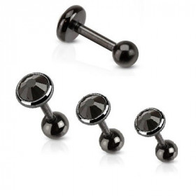 Piercing oreille acier chirurgical noir cristal rond noir pour piercing tragus piercing hélix et piercing lobes oreille