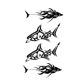 Planche Tattoo autocollant Requin et Dauphin