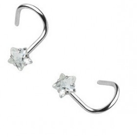 Piercing nez acier chirurgical motif étoile cristal oxyde de zirconium couleur blanc argent pas cher