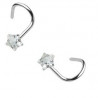 Piercing nez acier chirurgical motif étoile cristal oxyde de zirconium couleur blanc argent pas cher