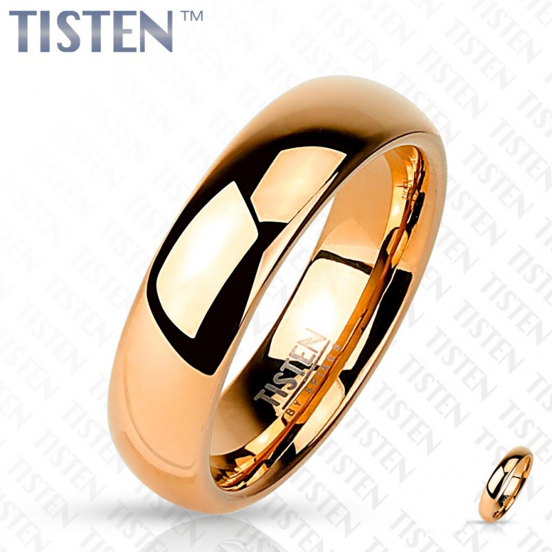 Bague anneau pour femme effet miroir couleur or rose en acier inoxydable Tisten 4 mm