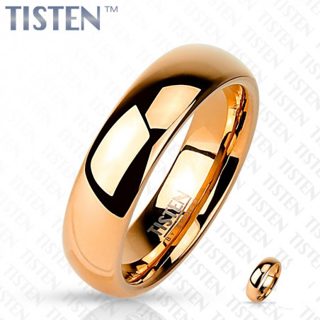 Bague anneau large pour femme effet miroir couleur or rose en acier inoxydable Tisten 6 mm
