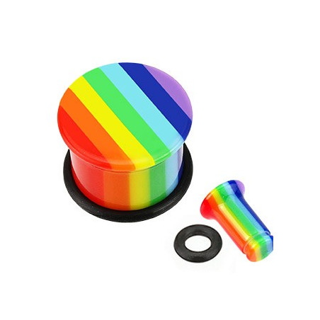 Piercing plug écrateur oreille en acrylique couleur Gay pride arc en ciel