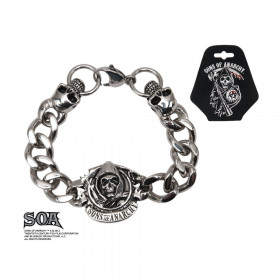 Bracelet homme Skull motif tête de mort en acier inoxydable marque Sons of Anarchy logo Reaper