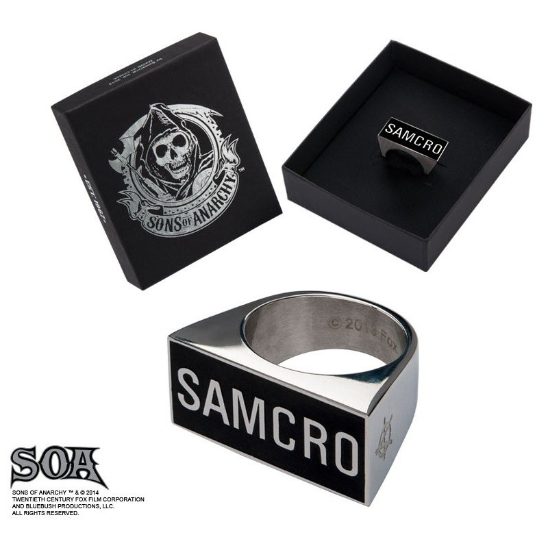 Bague chevalière pour homme et femme marque Sons or Anarchy SAMCRO noir acier inoxydable