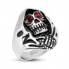 Bague pour homme skull tête de mort rubis rouge bague acier motif focheuse