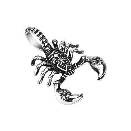 Pendentif homme en acier chirurgical motif scorpion massif