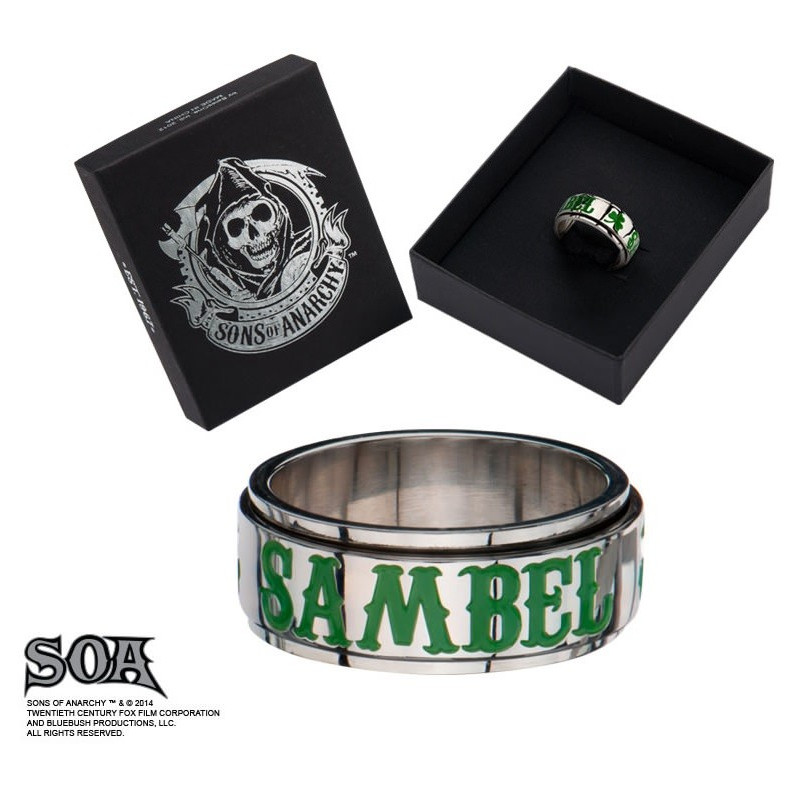 Bague anneau tournant pour homme marque Sons of Anarchy inscription SAMBEL