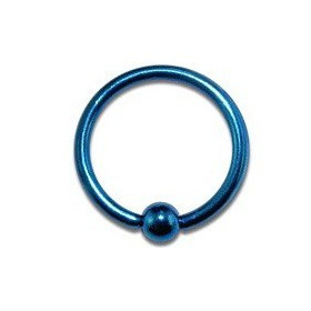 Piercing anneau 1.2 mm en titane anodisé de couleur bleu avec bille 3 mm