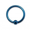 Piercing anneau 1.2 mm en titane anodisé de couleur bleu avec bille 3 mm