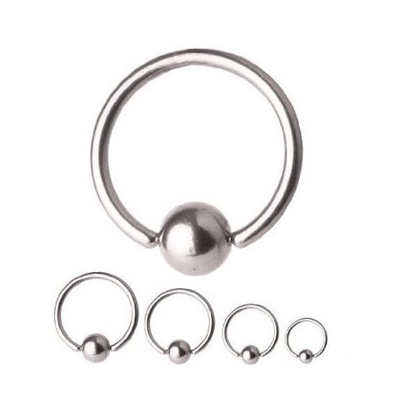 Piercing anneau 1.2 mm en titane gris avec bille 3 mm pour cartilage et hélix