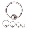 Piercing anneau 1.2 mm en titane gris avec bille 3 mm pour cartilage et hélix