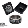 Bague anneau acier et noir marque Sons of Anarchy en acier inoxydable