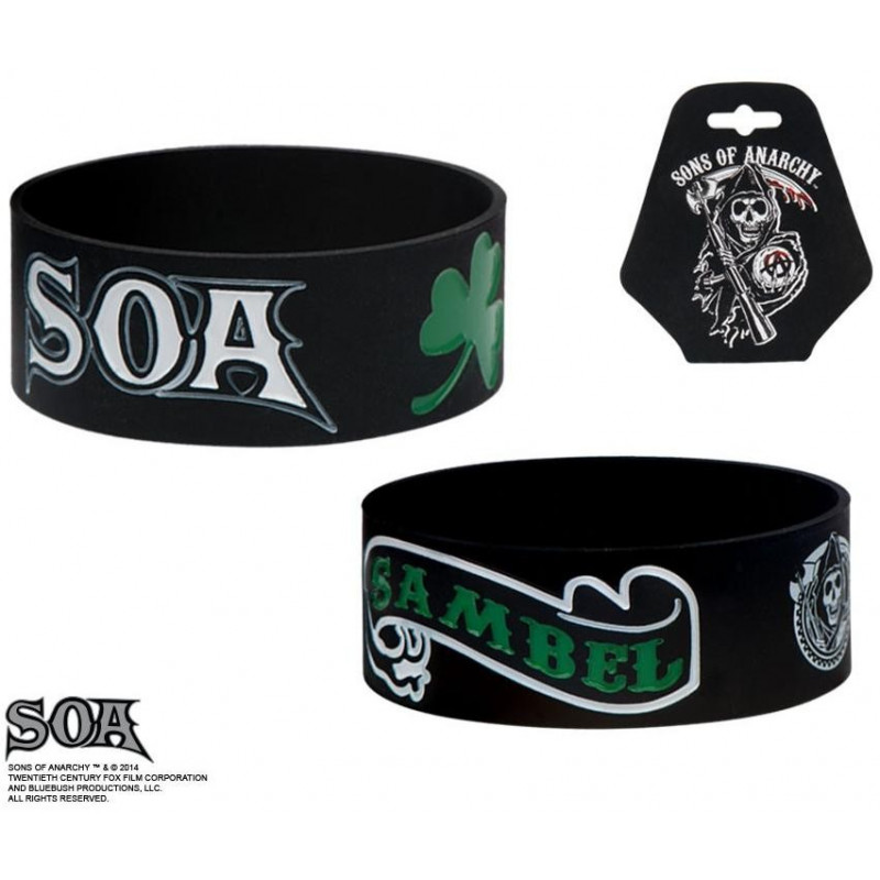 Bracelet noir pour homme en silicone Sons of anarchy Sambel