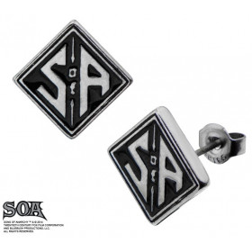 Boucle d'oreille homme forme carré marque Sons of Anarchy en acier chirurgical bijou moratd