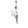 Piercing nombril en acier chirurgical haute qualité pendentif fée clochette cristal Violet