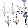 Piercing nombril en acier chirurgical haute qualité pendentif fée clochette cristal Violet pas cher