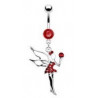 Piercing nombril en acier chirurgical haute qualité pendentif fée clochette cristal rouge