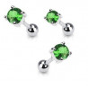 Piercing oreille en acier chirurgical motif cristal rond oxyde zirconium couleur vert solitaite pour piercing tragus et hélix