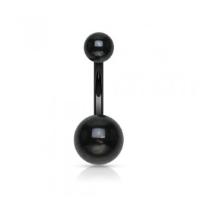 Piercing nombril double bille en titane blackline de couleur noir
