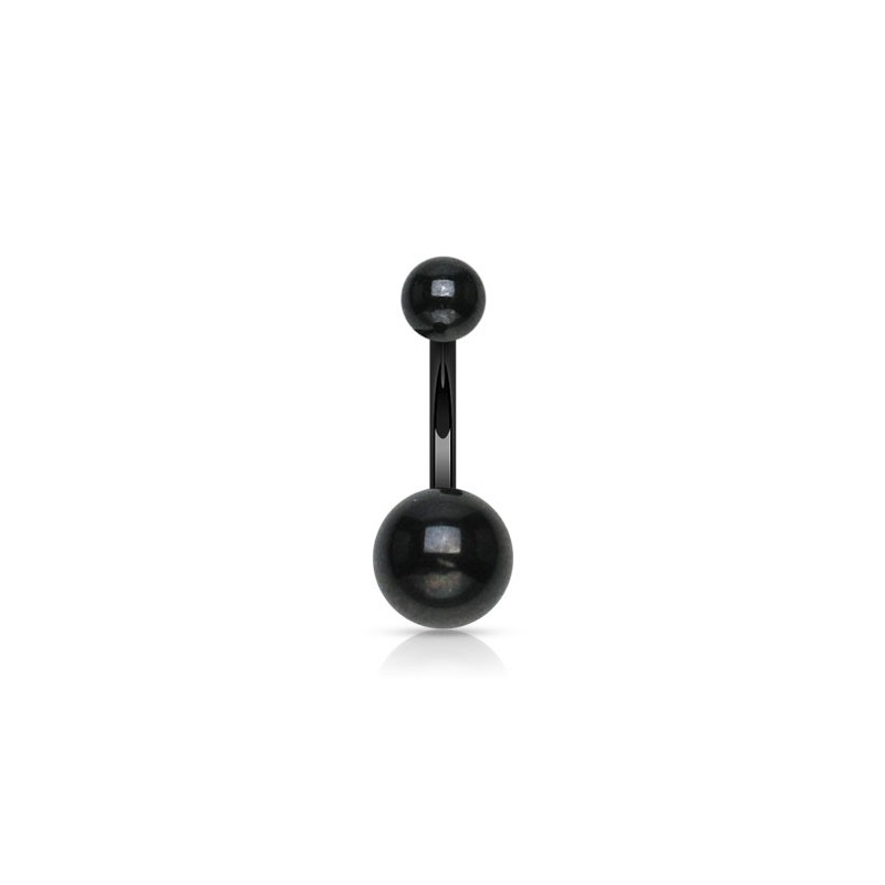 Piercing nombril double bille en titane blackline de couleur noir Piercing nombril double bille en titane blackline de couleur noir