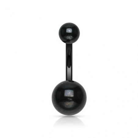Piercing nombril double bille en titane blackline de couleur noir