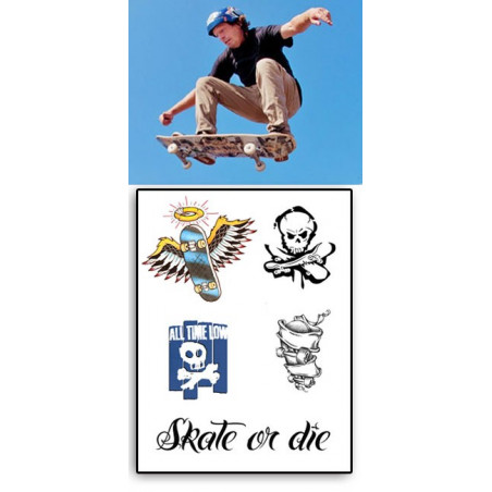 Tatouages Temporaires Skate or Die