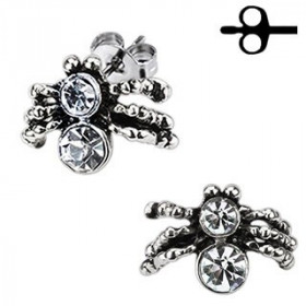 Boucles d'oreille homme et femme en acier chirurgical motif araignée mygale pas cher