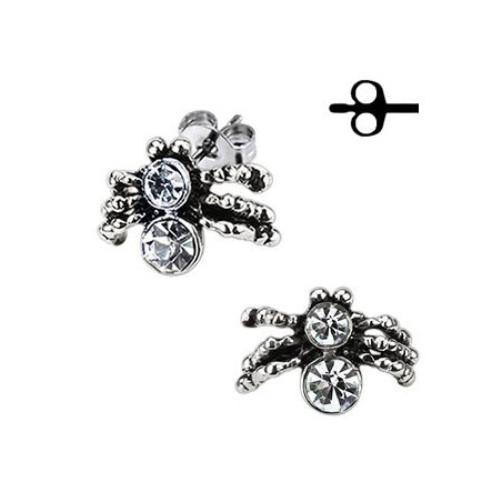 Boucles d'oreille homme et femme en acier chirurgical motif araignée mygale pas cher