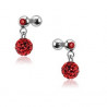 Piercing oreille acier chirurgical pendentif bille multi strass couleur rouge pas cher