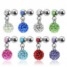 Piercing oreille acier chirurgical pendentif bille multi strass couleur au choix pas cher