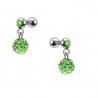 Piercing oreille acier chirurgical pendentif bille multi strass couleur vert pas cher