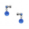 Piercing oreille acier chirurgical pendentif bille multi strass couleur bleu pas cher