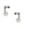 Piercing oreille acier chirurgical pendentif bille multi strass couleur blanc irisé pas cher