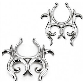 Faux piercing de téton pour homme et femme tribal acier pas cher