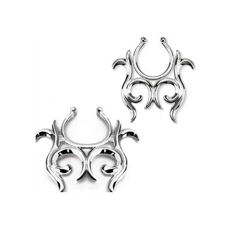 Faux piercing de téton pour homme et femme tribal acier pas cher