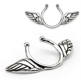 Faux piercing téton motif ailes d'anges pas cher couleur acier