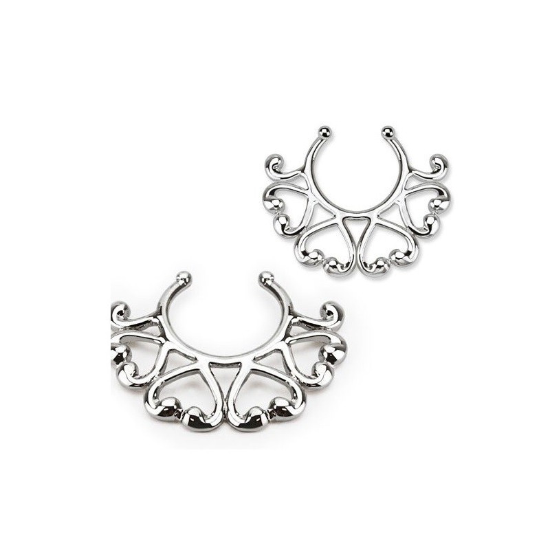 Faux piercing téton motif coeur couleur acier Tarawa faux piercing