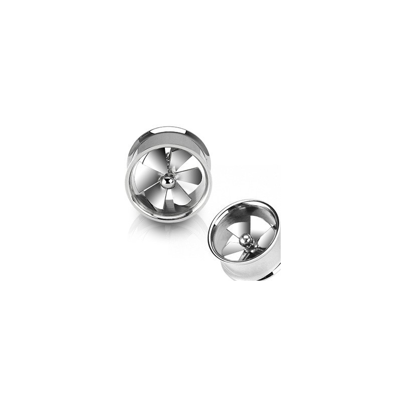 piercing Tunnel plug ecarteur oreille forme helice de ventilateur acier chirurgical