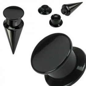 piercing Ecarteur plug pointe en acrylique 2 en 1 noir pas cher