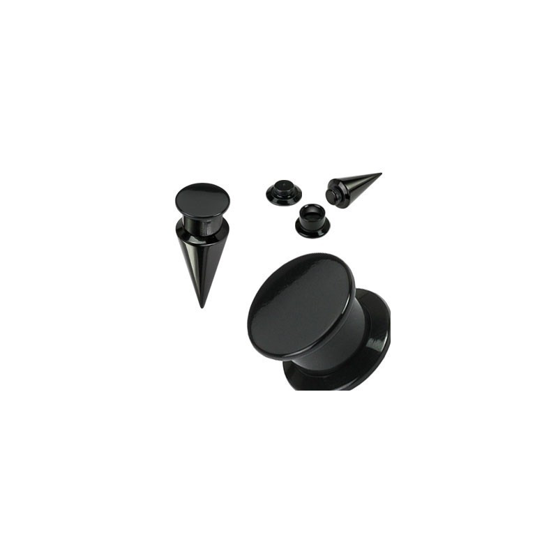 piercing Ecarteur plug pointe en acrylique 2 en 1 noir pas cher