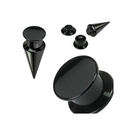 piercing Ecarteur plug pointe en acrylique 2 en 1 noir pas cher