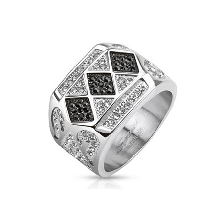 Bague chevalière pour homme en acier inoxydable 3 motifs Diamonds